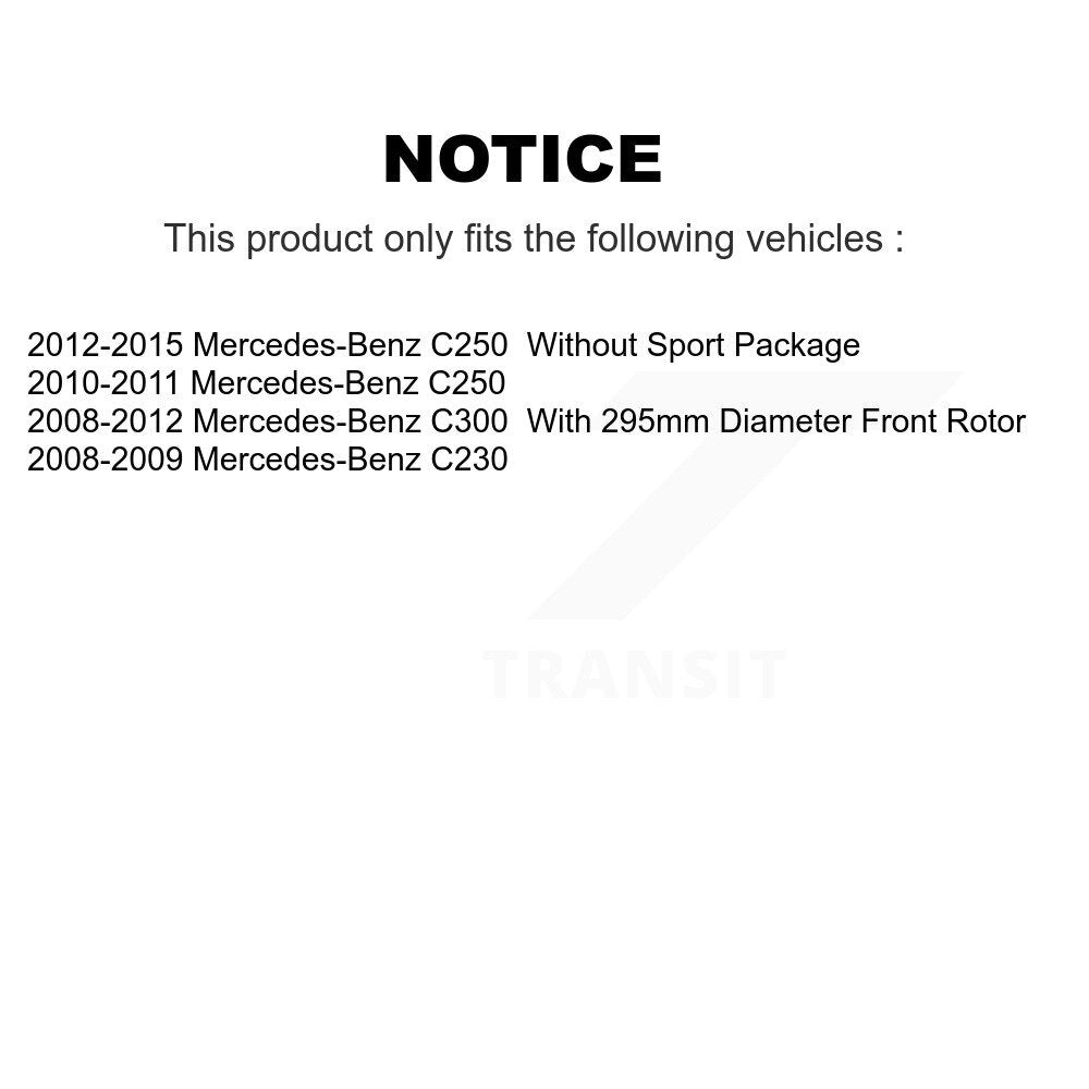 Front Coated Disc Brake Rotor & Ceramic Pad Kit For Mercedes-Benz C300 C250 C230