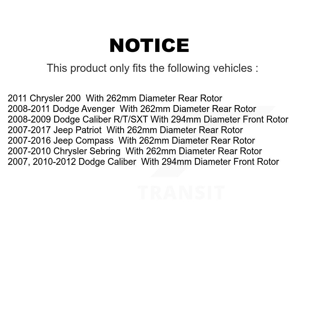 Front Rear Coated Brake Rotor Ceramic Pad Kit For Jeep Patriot Dodge Compass 200