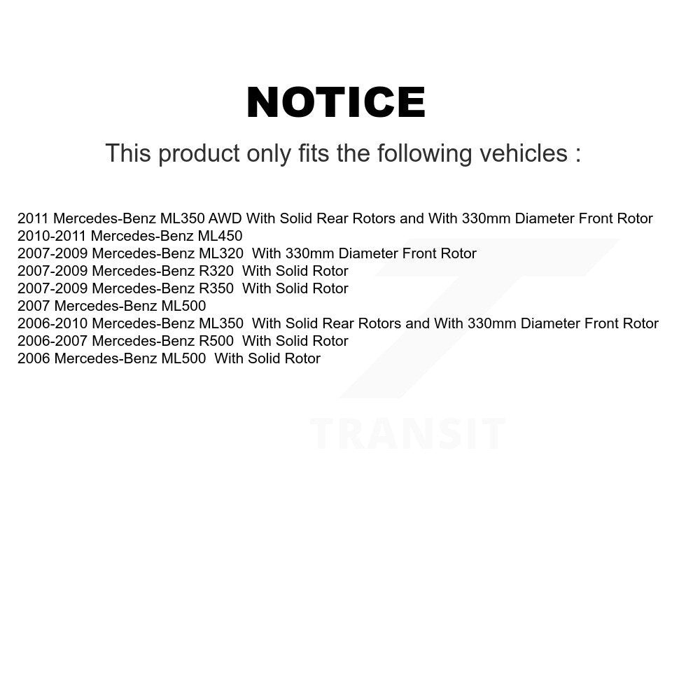Front Rear Coated Brake Rotor Ceramic Pad Kit For Mercedes-Benz ML350 R350 ML500