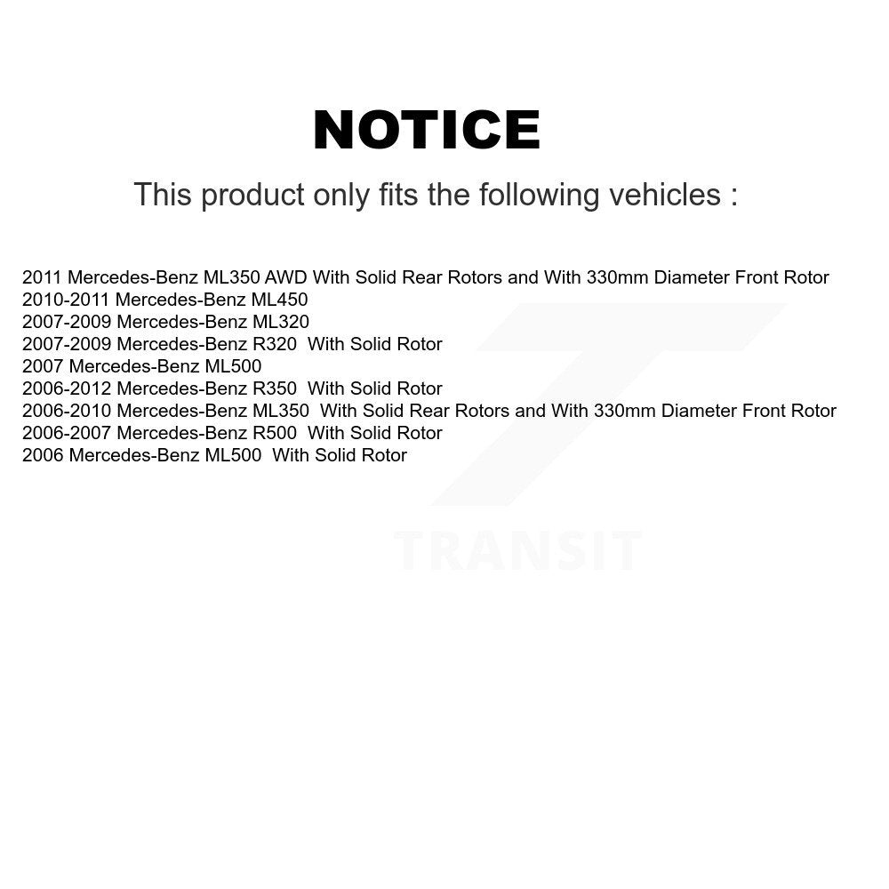 Rear Coated Brake Rotor Ceramic Pad Kit For Mercedes-Benz ML350 R350 ML500 ML320