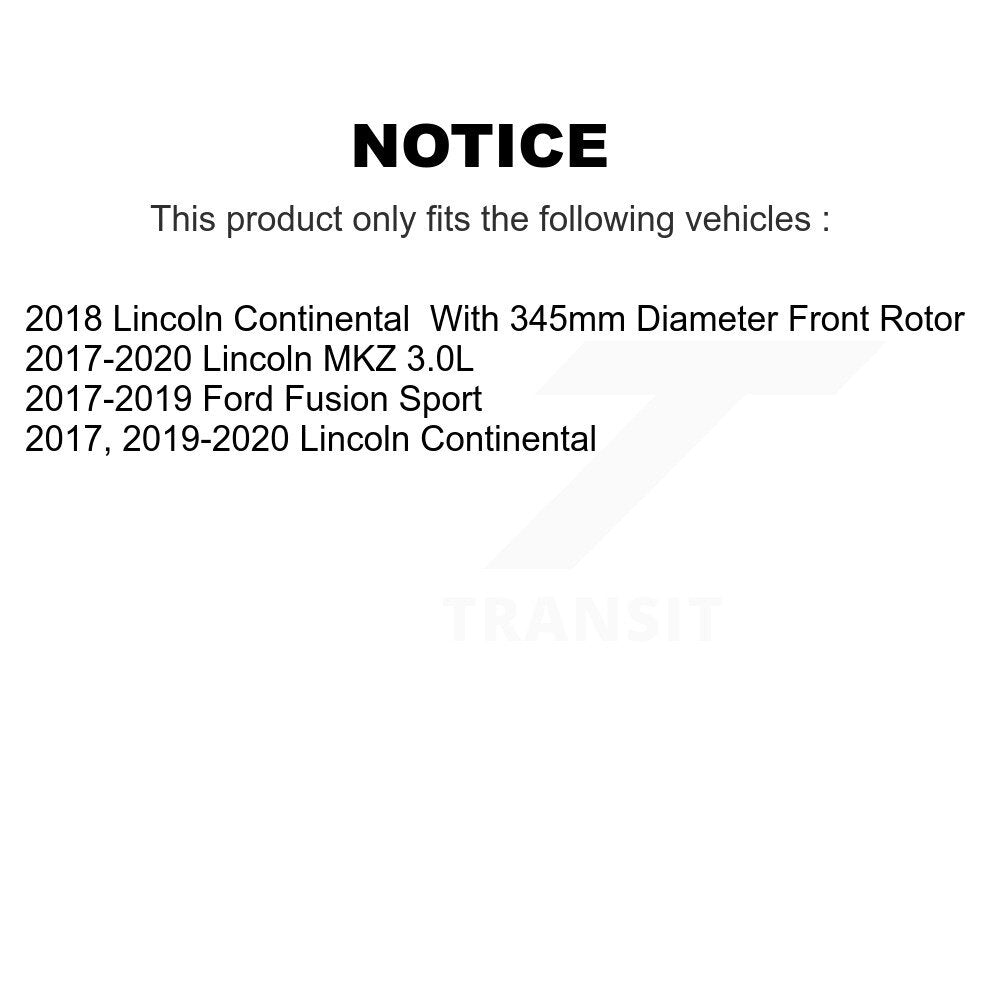 Front Coated Brake Rotor Ceramic Pad Kit For Ford Fusion Lincoln MKZ Continental