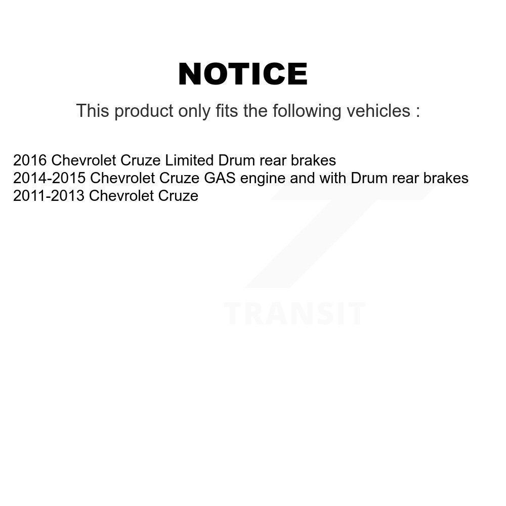 Front Rear Coated Disc Brake Rotor Ceramic Pad Drum Kit (9Pc) For Chevrolet Cruze Limited KGT-102493