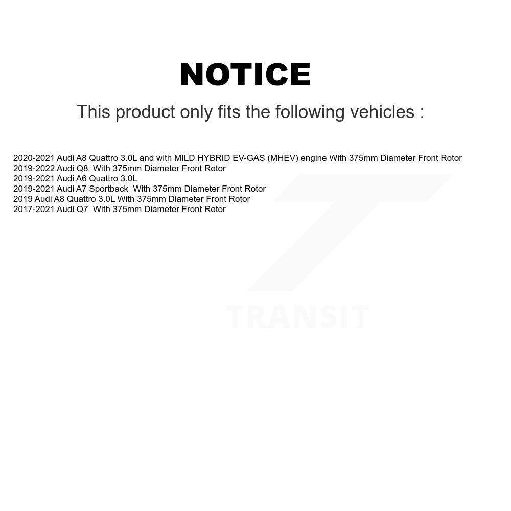 Front Coated Disc Brake Rotor & Ceramic Pad Kit For Audi Q7 Q8 A6 Quattro A7 Sportback A8 KGT-102983