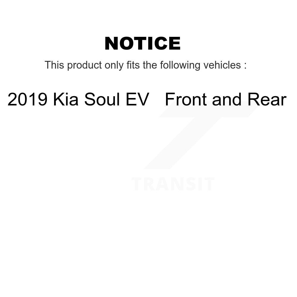 Front Rear Coated Disc Brake Rotors And Ceramic Pads Kit For 2019 Kia Soul EV