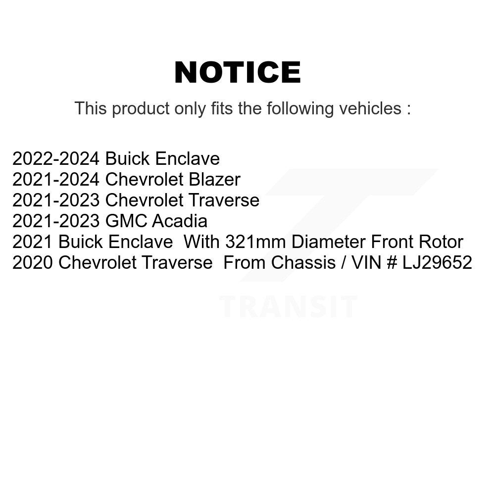 Front Coated Brake Rotor & Ceramic Pad Kit For Chevrolet Traverse Blazer GMC Acadia Buick KGT-103263