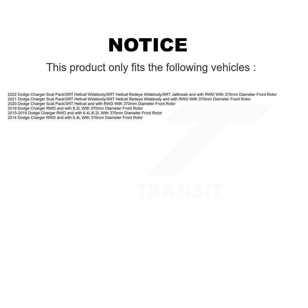Rear Coated Brake Rotor Ceramic Pad Kit For Dodge Charger With 370mm Diameter Front KGT-103509