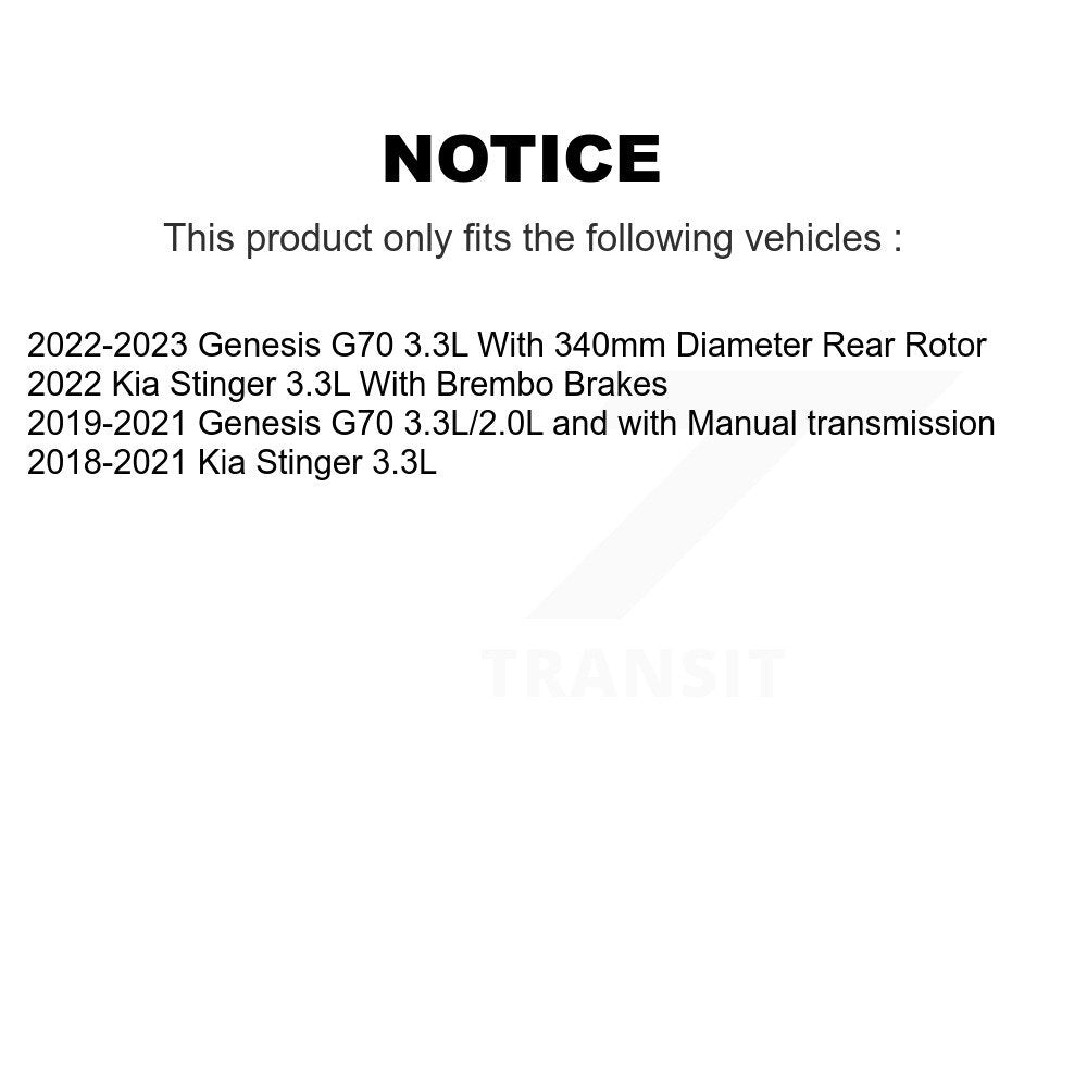 Rear Coated Disc Brake Rotors And Ceramic Pads Kit For Genesis G70 Kia Stinger KGT-103518