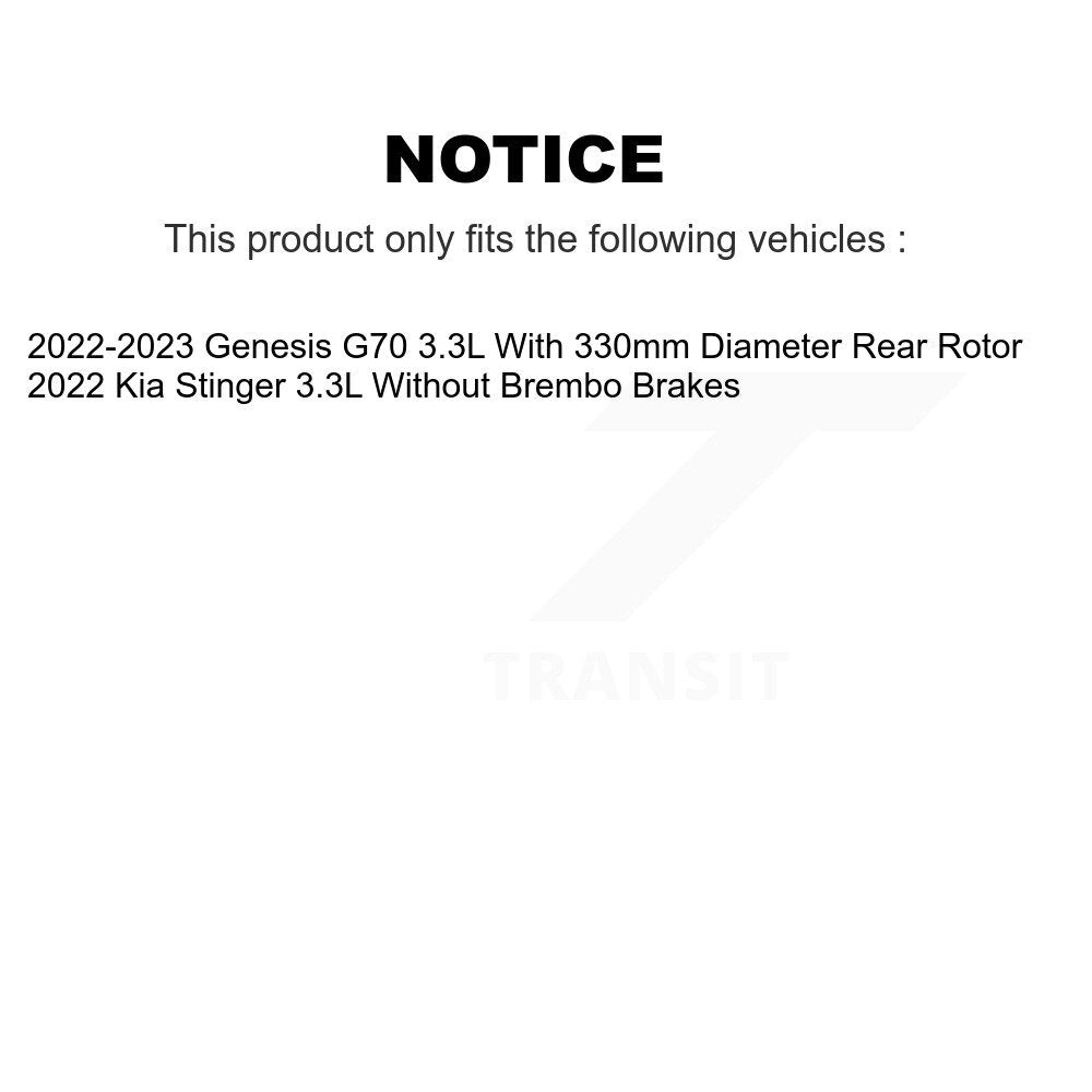 Rear Coated Disc Brake Rotors And Ceramic Pads Kit For Genesis G70 Kia Stinger 3.3L KGT-103519