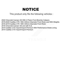 Charger l'image dans la galerie, Front Coated Disc Brake Rotors And Ceramic Pads Kit For Cadillac Chevrolet Camaro CTS CT6 KGT-104308