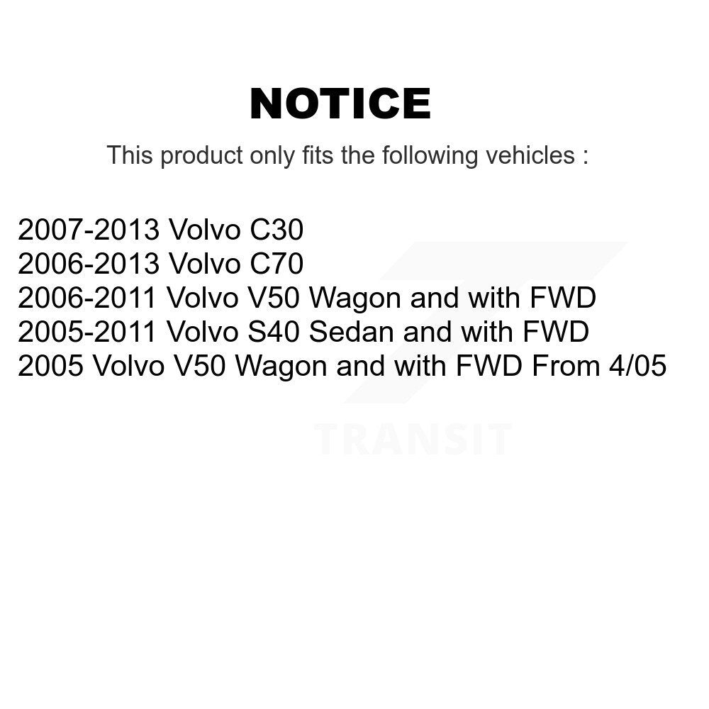 2007-2013 Volvo C30  , 2006-2013 Volvo C70  , 2006-2011 Volvo V50  , 2005-2011 Volvo S40  , 2005 Volvo V50 Front Suspension Strut Coil Spring Assembly Kit