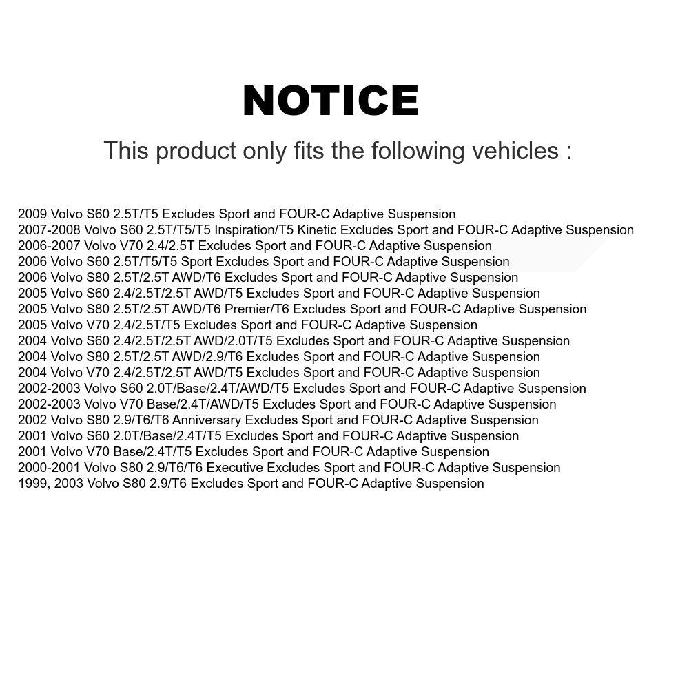 Front Left Complete Shock Assembly And TOR Link Kit For Volvo S60 V70 S80