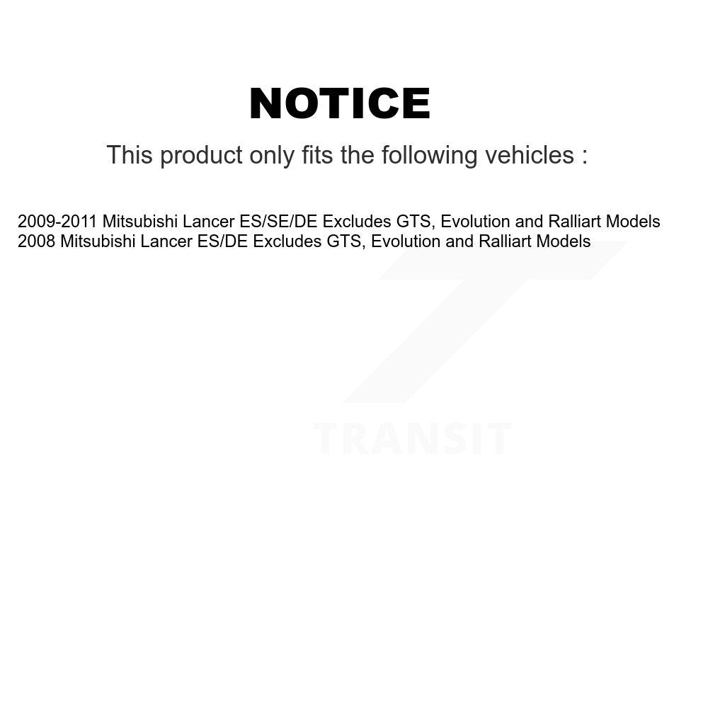 2009-2011 Mitsubishi Lancer  , 2008 Mitsubishi Lancer Front Right Suspension Strut Coil Spring Assembly Kit