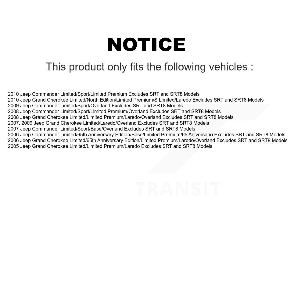 Front Right Shock Assembly And TOR Link Kit For Jeep Grand Cherokee Commander
