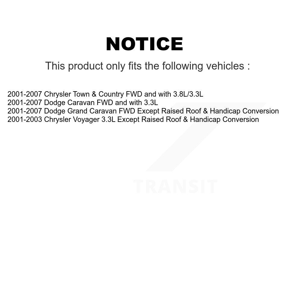 2001-2007 Chrysler Town & Country  , 2001-2003 Chrysler Voyager  , 2001-2007 Dodge Caravan  , 2001-2007 Dodge Grand Caravan  Front Right Suspension Strut Coil Spring Assembly Kit