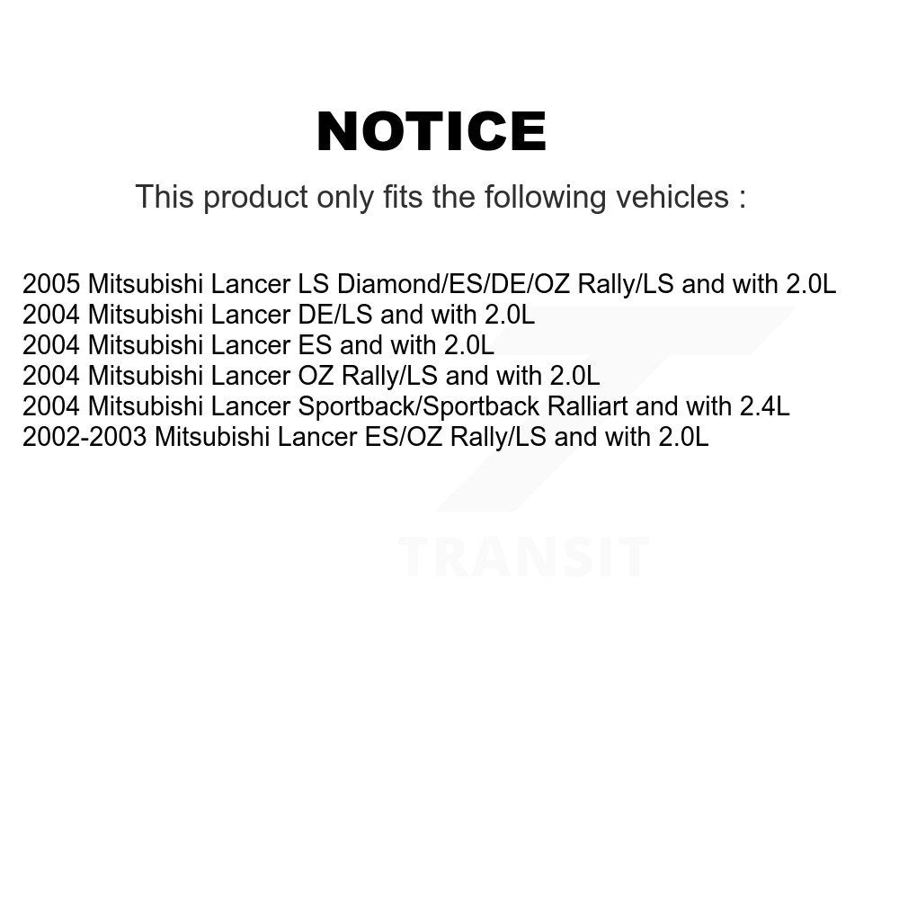 2005 Mitsubishi Lancer , 2004 Mitsubishi Lancer , 2004 Mitsubishi Lancer , 2004 Mitsubishi Lancer , 2004 Mitsubishi Lancer , 2002-2003 Mitsubishi Lancer  Rear Suspension Strut Coil Spring Assembly Kit