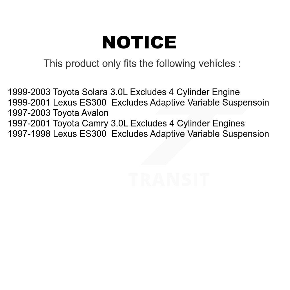1999-2003 Toyota Solara  , 1997-2001 Lexus ES300  , 1997-2003 Toyota Avalon  , 1997-2001 Toyota Camry  Front Left Suspension Strut Coil Spring Assembly Kit