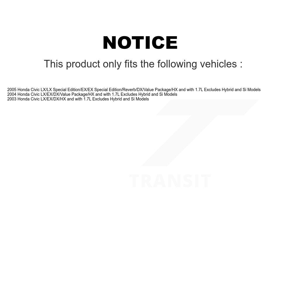 2005 Honda Civic , 2004 Honda Civic , 2003 Honda Civic Front Left Suspension Strut Coil Spring Assembly Kit