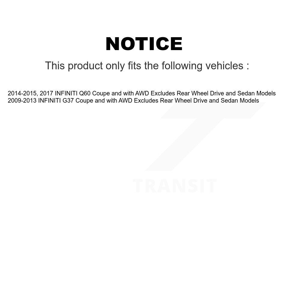 2017 INFINITI Q60 , 2014-2015 INFINITI Q60  , 2009-2013 INFINITI G37  Front Right Suspension Strut Coil Spring Assembly Kit