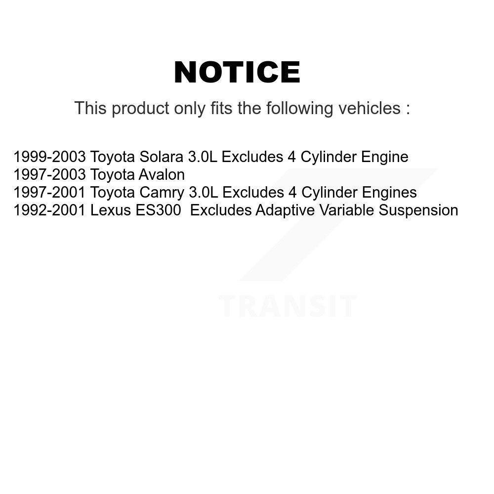 1999-2003 Toyota Solara  , 1997-2003 Toyota Avalon  , 1997-2001 Toyota Camry  , 1992-2001 Lexus ES300  Rear Right Suspension Strut Coil Spring Assembly Kit