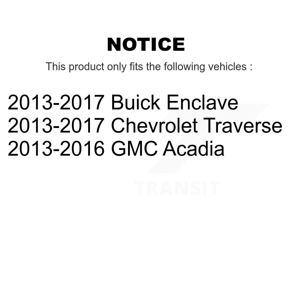 2017 GMC Acadia Limited , 2013-2017 Buick Enclave  , 2013-2017 Chevrolet Traverse  , 2013-2016 GMC Acadia  Front and Rear Suspension Strut Coil Spring Assembly Kit
