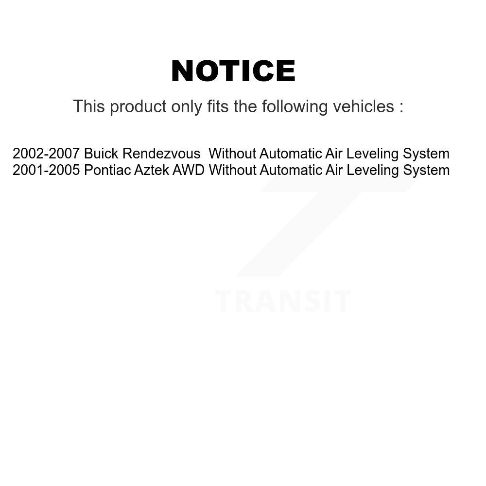 2002-2007 Buick Rendezvous  , 2001-2005 Pontiac Aztek  Front and Rear Suspension Strut Coil Spring Assembly Kit