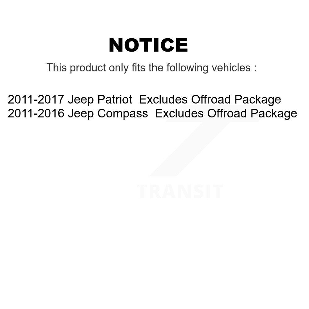 Front Rear Complete Strut & TOR Bar Link Kit (8Pc) For Jeep Patriot KSS-107723