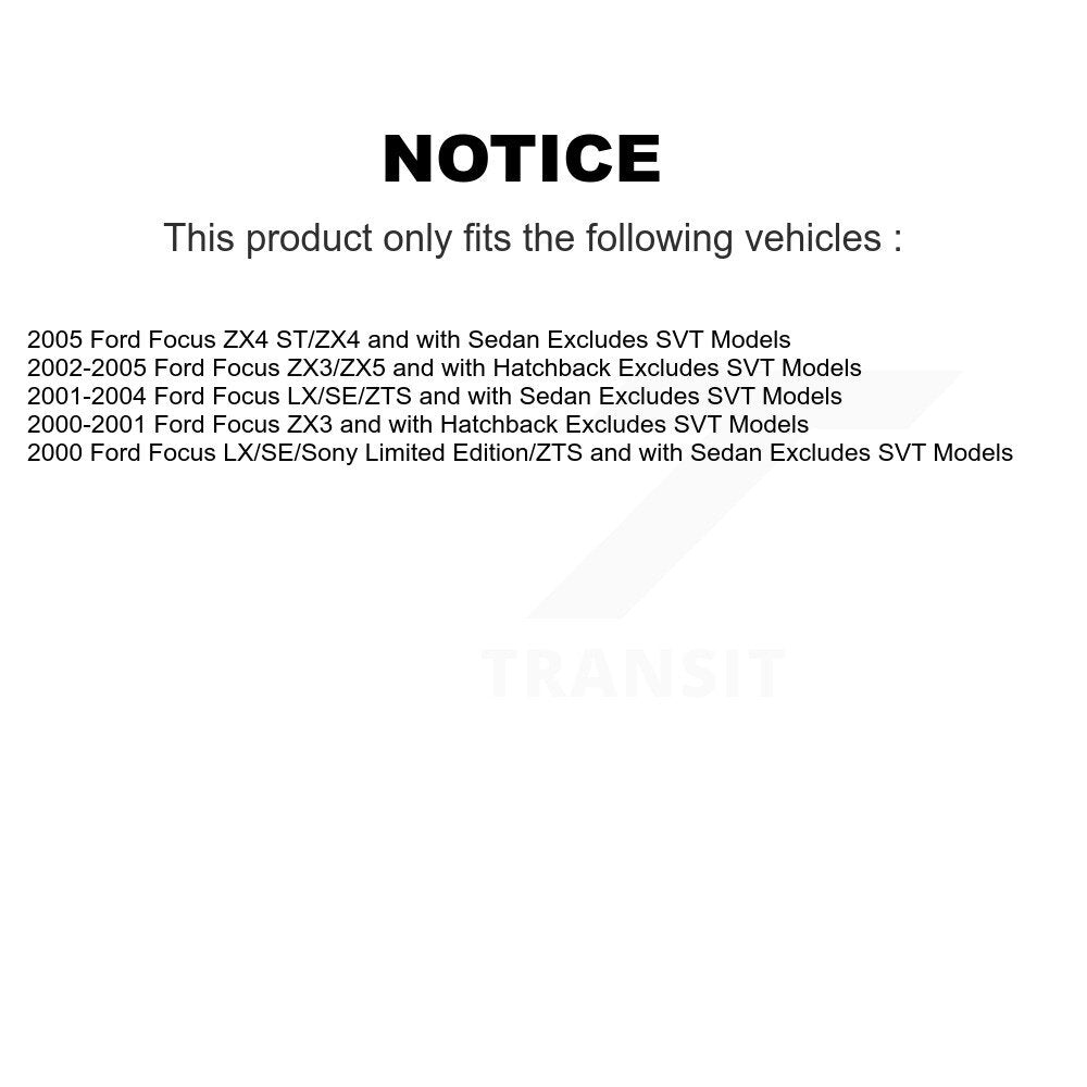 2005 Ford Focus , 2002-2005 Ford Focus  , 2001-2004 Ford Focus  , 2000 Ford Focus , 2000-2001 Ford Focus  Front and Rear Suspension Strut Coil Spring Assembly Kit