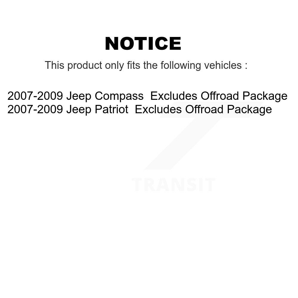 2007-2009 Jeep Compass  , 2007-2009 Jeep Patriot  Front and Rear Suspension Strut Coil Spring Assembly Kit
