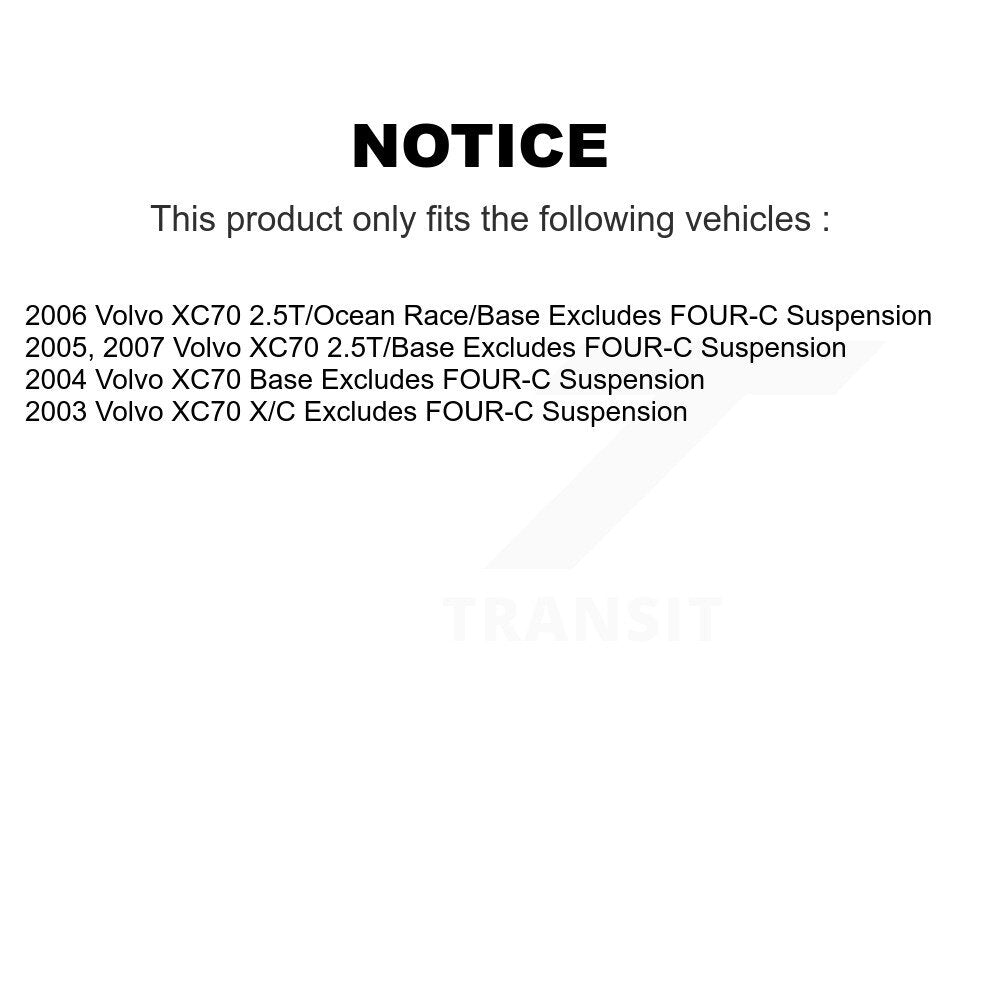 2007 Volvo XC70 , 2006 Volvo XC70 , 2005 Volvo XC70 , 2004 Volvo XC70 , 2003 Volvo XC70 Front and Rear Suspension Strut Coil Spring Assembly Kit