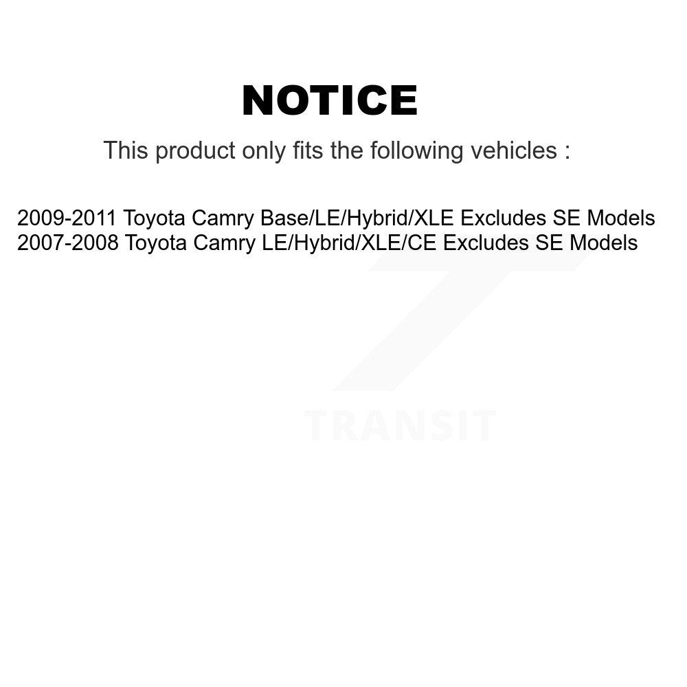 2009-2011 Toyota Camry  , 2007-2008 Toyota Camry  Front and Rear Suspension Strut Coil Spring Assembly Kit