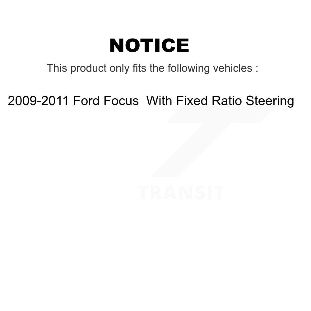 Front Steering Tie Rod End & Boot Kit For 2009-2011 Ford Focus With Fixed Ratio KTB-100838