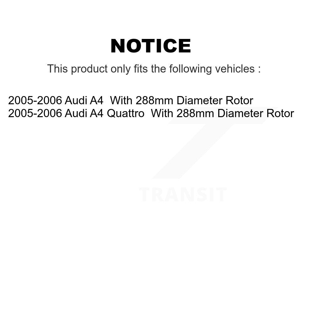 Front Rear Ceramic Brake Pads Kit For Audi A4 Quattro With 288mm Diameter Rotor