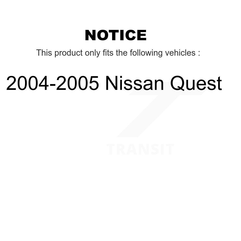 Kit de plaquettes de frein et chaussures de stationnement en céramique avant et arrière, pour Nissan Quest 2004 – 2005 