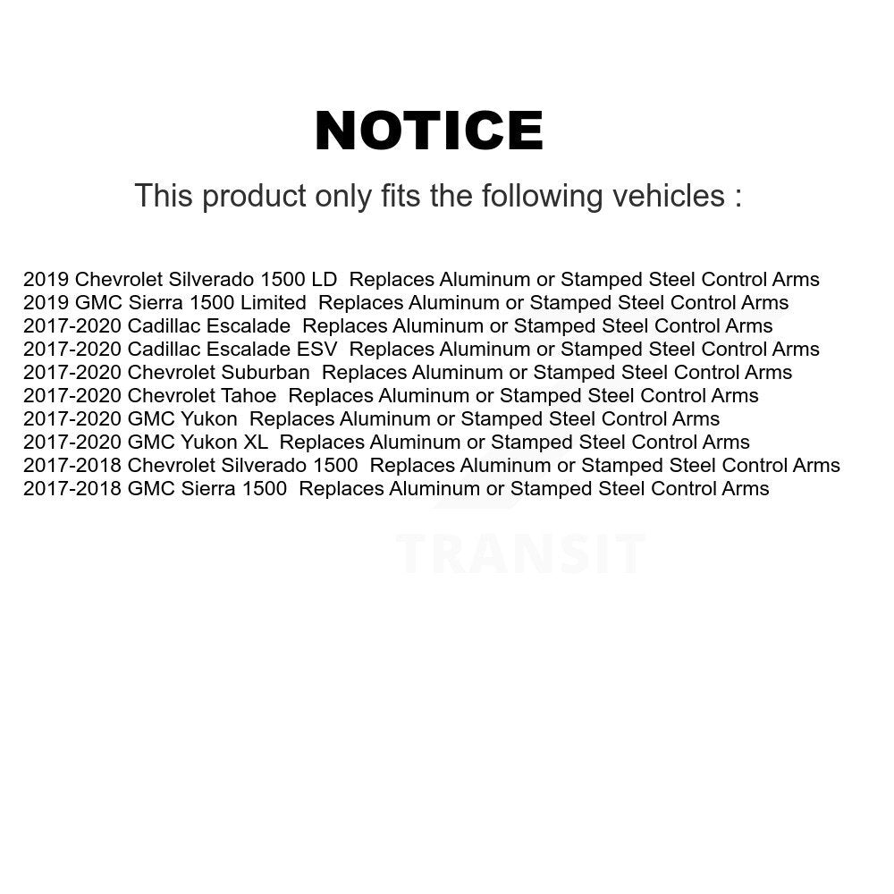 Front Suspension Control Arm Kit For Chevrolet GMC Sierra 1500 Silverado Tahoe Yukon LD KTR-104124