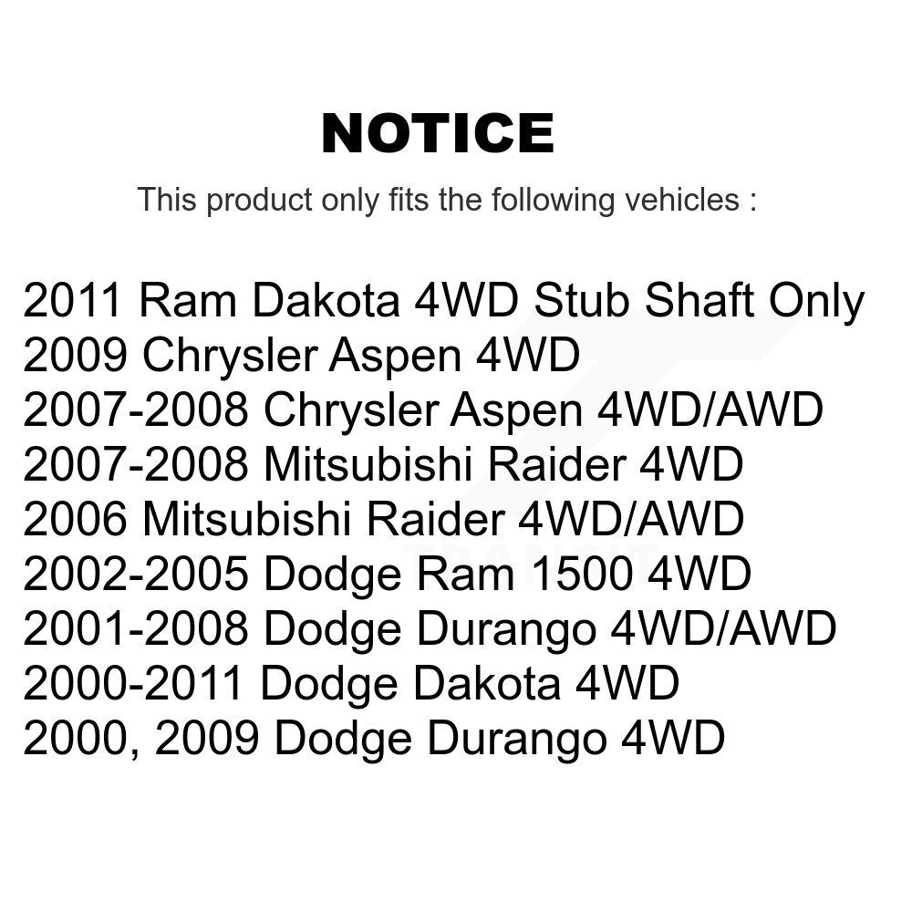 Front Right CV Intermediate Shaft For Dodge Dakota Ram 1500 Durango Chrysler
