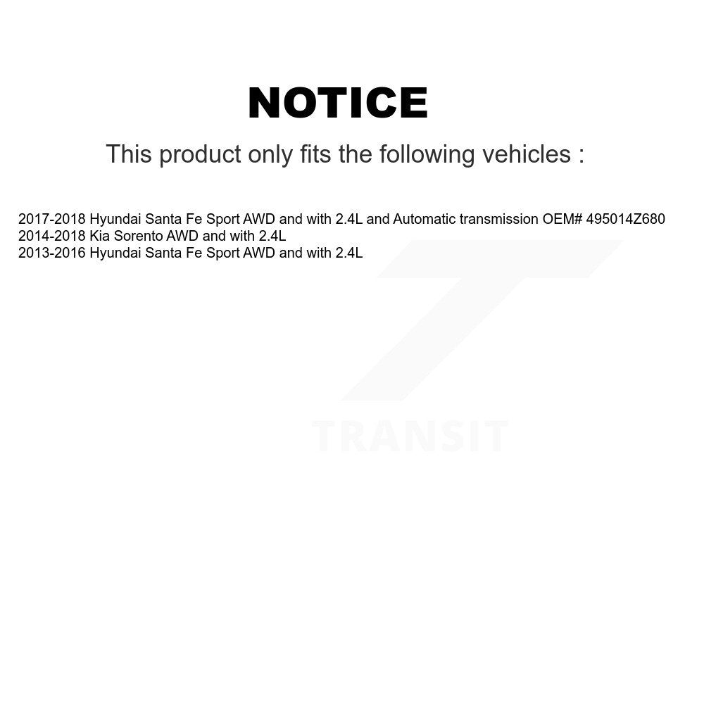 Front Right CV Axle Shaft For Hyundai Santa Fe Sport Kia Sorento NCV-HY37074