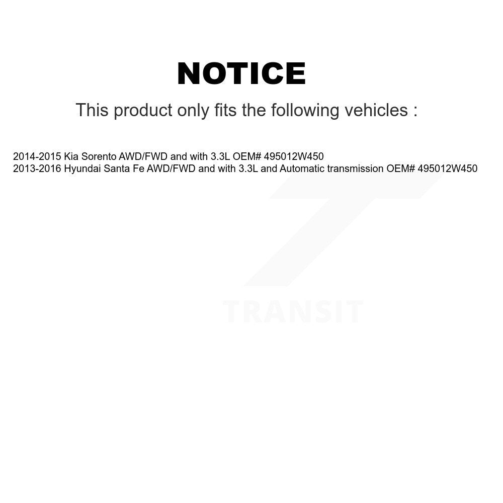 Front Right CV Axle Shaft For Kia Sorento Hyundai Santa Fe OEM# 495012W450