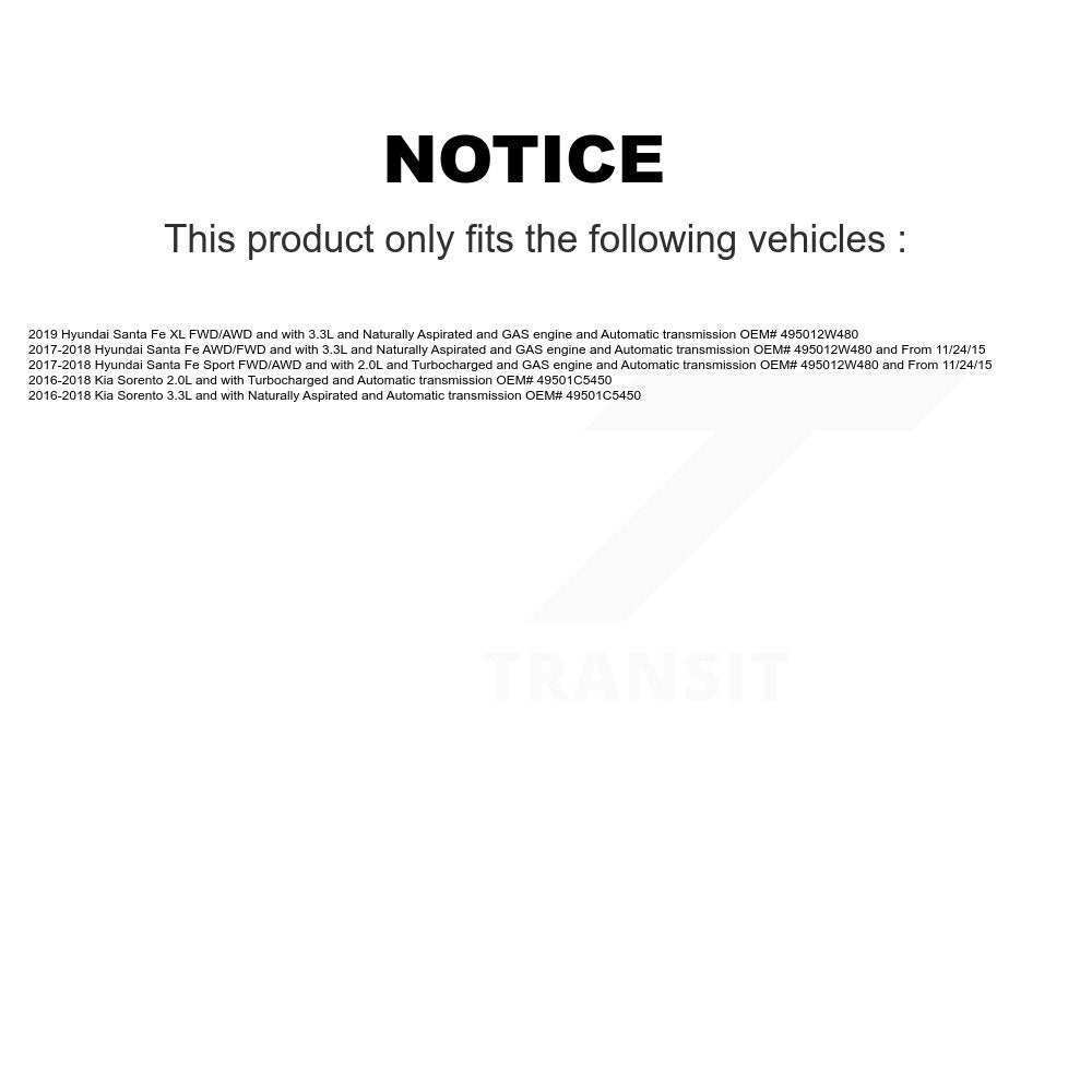 Front Right CV Axle Shaft For Hyundai Santa Fe Sport Kia Sorento XL NCV-HY75075