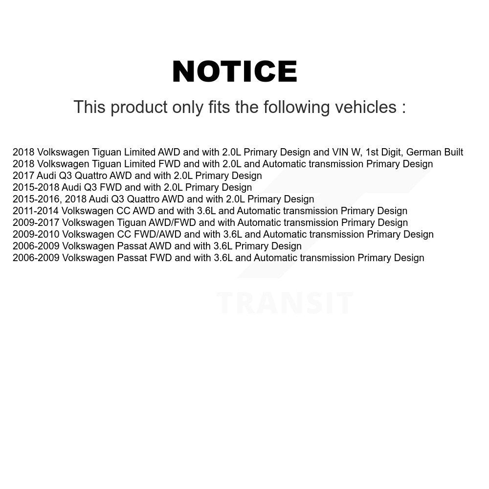 Front Left CV Axle Shaft NCV-VW23016 For Volkswagen Tiguan Audi Q3 Quattro CC Passat Limited