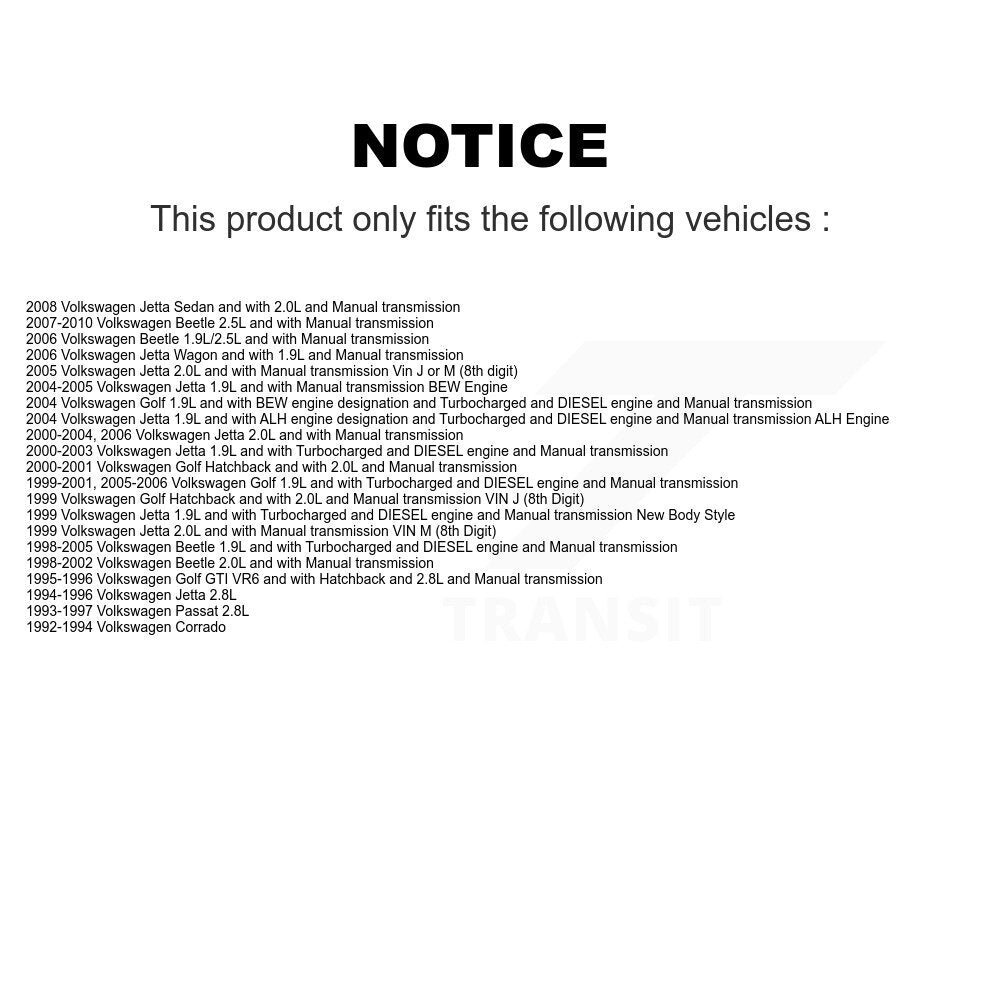 Front Left CV Axle Shaft NCV-VW72057 For Volkswagen Jetta Beetle Golf Corrado Passat