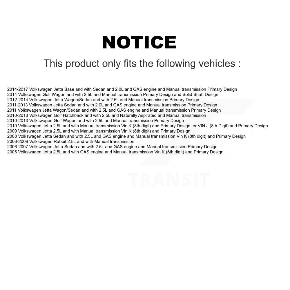 Front Right CV Axle Shaft NCV-VW72116 For Volkswagen Jetta Golf Rabbit