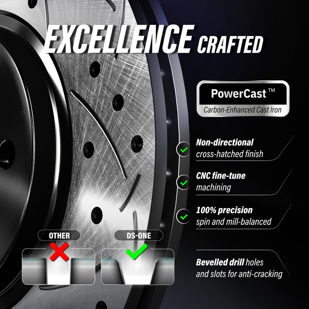 Front Drilled Slot Brake Rotor Pair For Subaru Impreza With 276mm Diameter