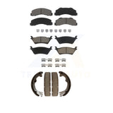 Front Rear Ceramic Brake Pads And Parking Shoes Kit For Ford F-150