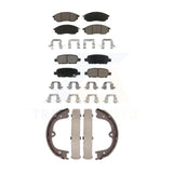 Front Rear Ceramic Brake Pads & Parking Shoe Kit For Nissan Murano INFINITI FX35