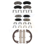 Front Rear Ceramic Brake Pads And Parking Shoes Kit For INFINITI Q50