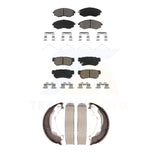 Front Rear Ceramic Brake Pads And Parking Shoe Kit For Hyundai Sonata Kia Optima
