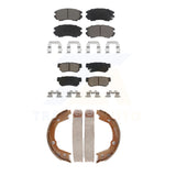 Front Rear Ceramic Brake Pads & Parking Shoes Kit For Hyundai Elantra Kia Sonata