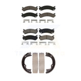 Front Rear Ceramic Brake Pads & Parking Shoe Kit For Chevrolet Silverado 2500 HD