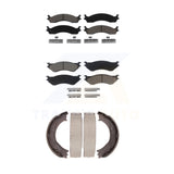 Front Rear Ceramic Brake Pads Parking Shoe Kit For 2001-2002 Dodge Ram 2500 3500