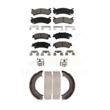 Front Rear Ceramic Brake Pads Parking Shoes Kit For Chevrolet Silverado 1500 GMC